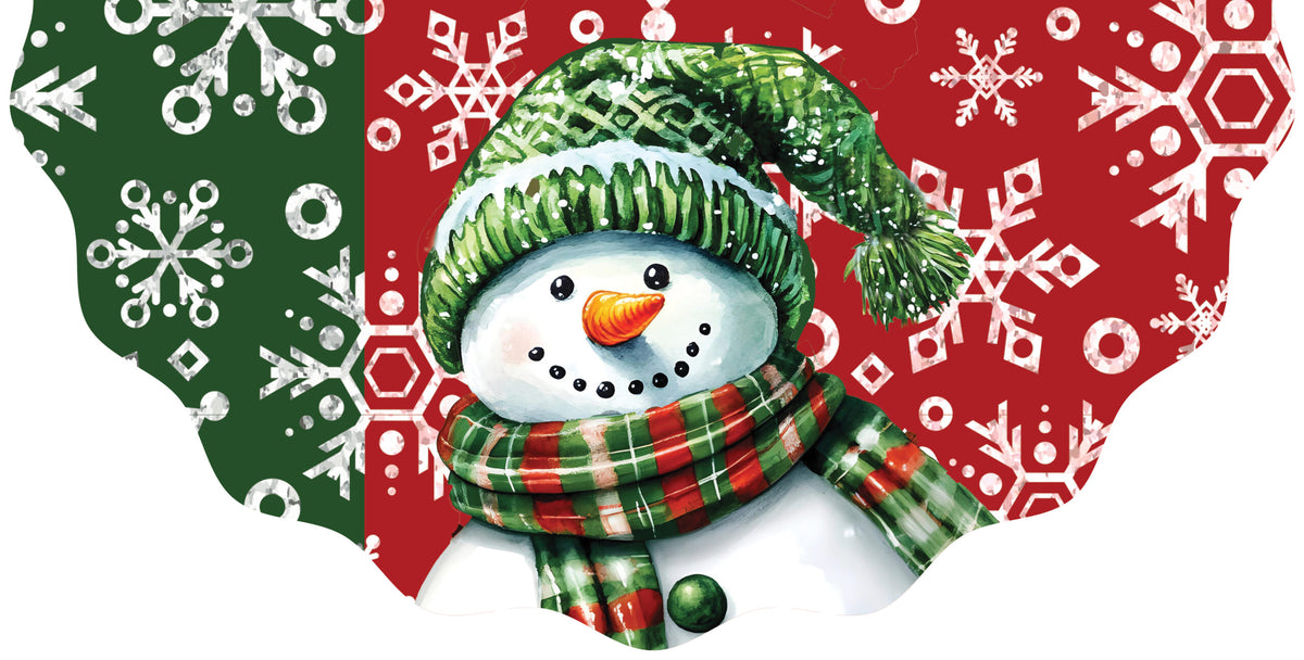 Red and Green Snowman-Vinyl Bunting