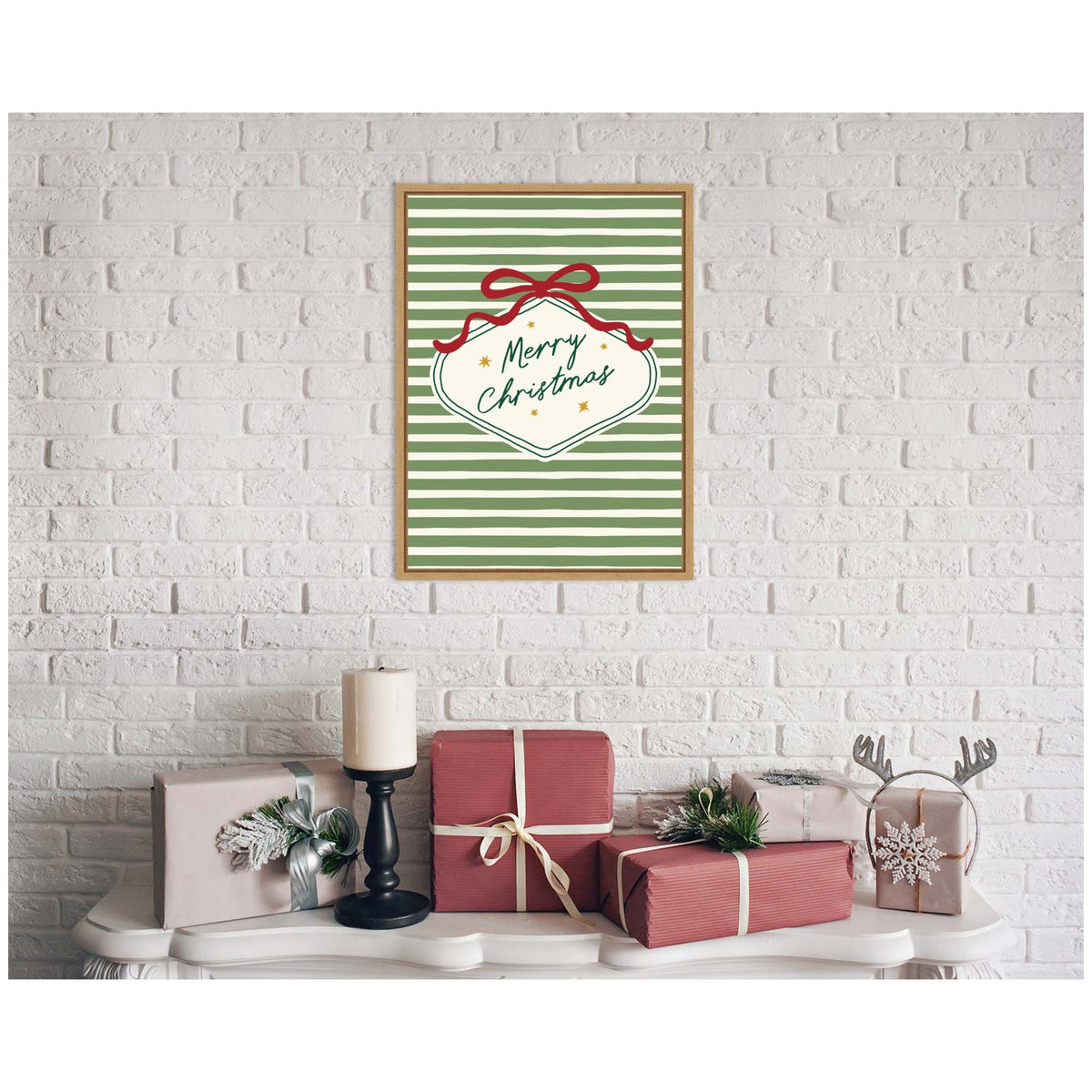 Merry Christmas Ornament by Lucky Guava Framed Canvas Wall Art Print