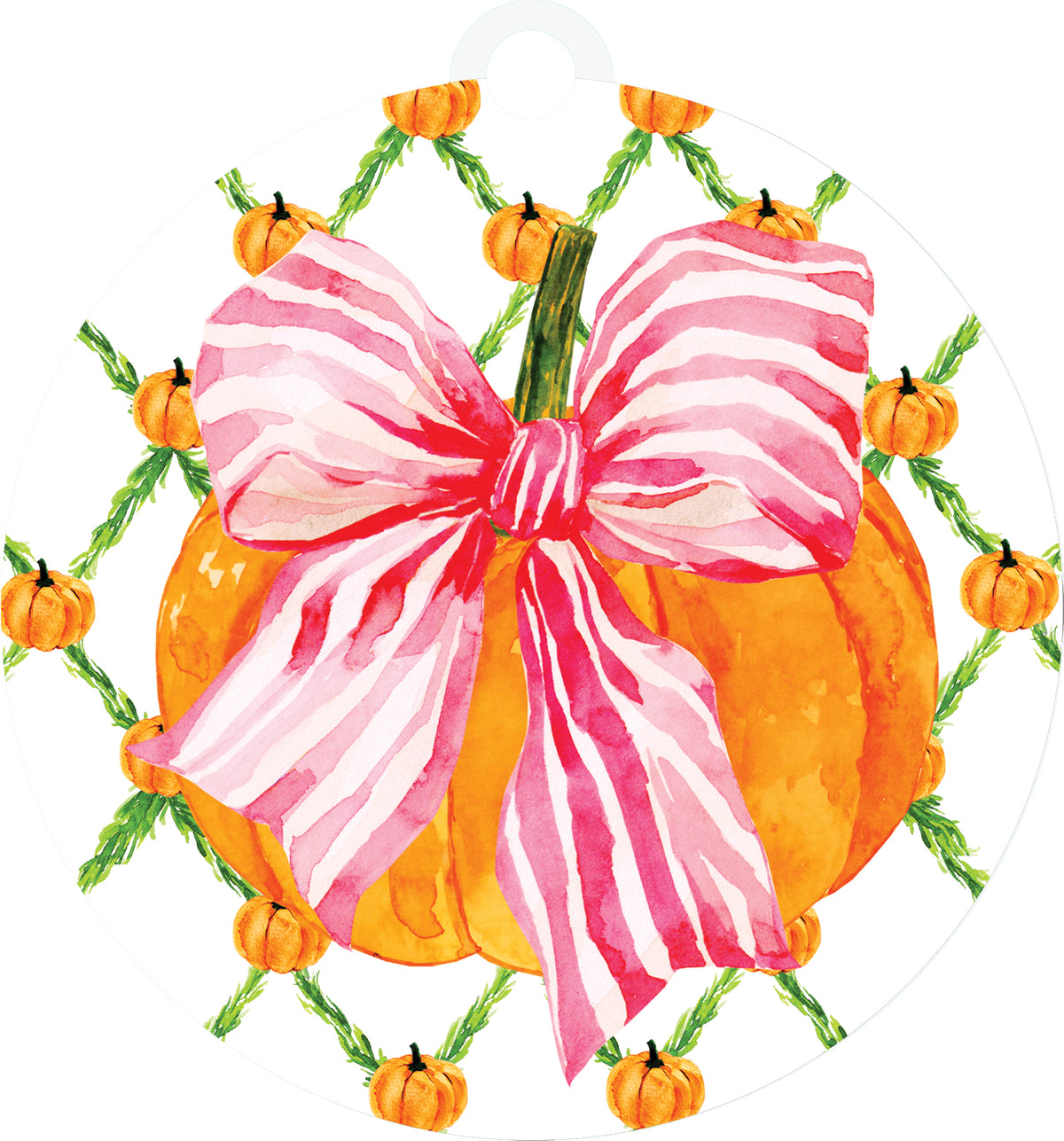 Pink Bow Pumpkin-LG Hang Around