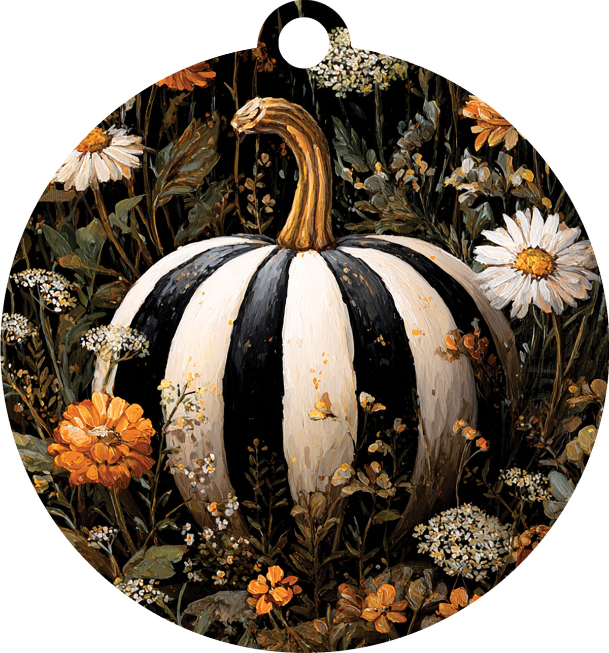 Striped Pumpkin Wildflowers-LG Hang Around