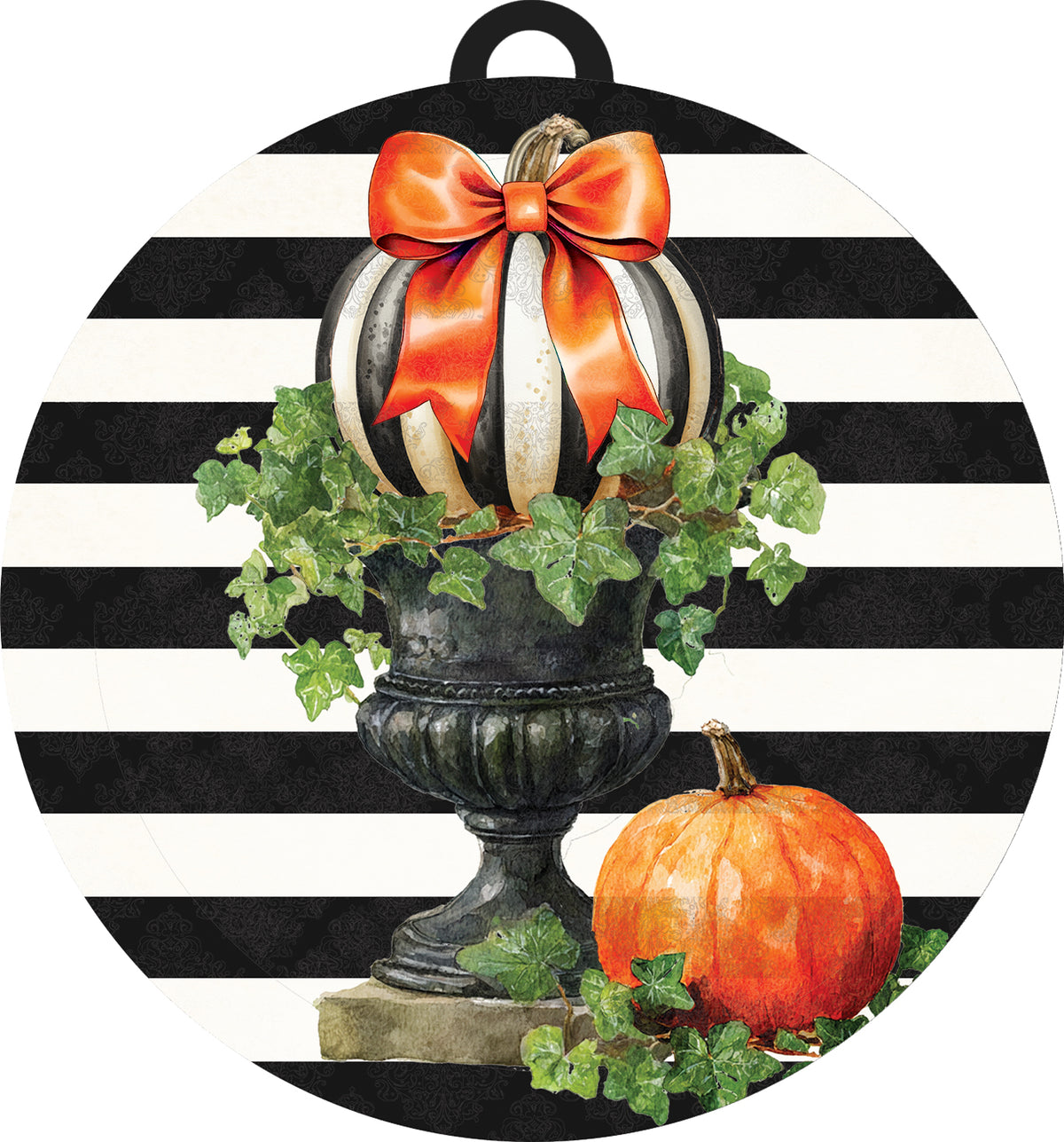 B&amp;W Pumpkin Urn-LG Hang Around