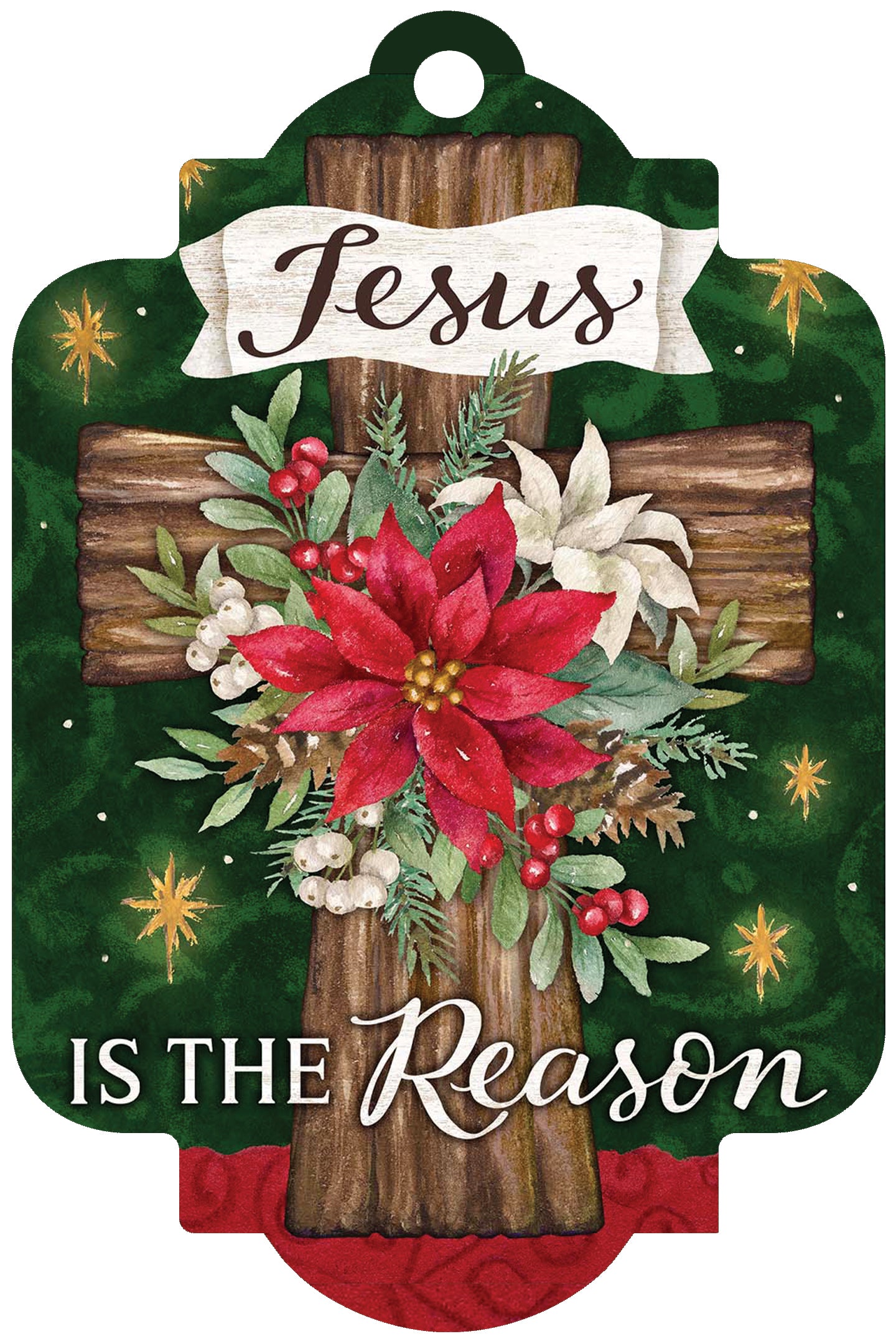 Deluxe Door Decor-Poinsettia Cross