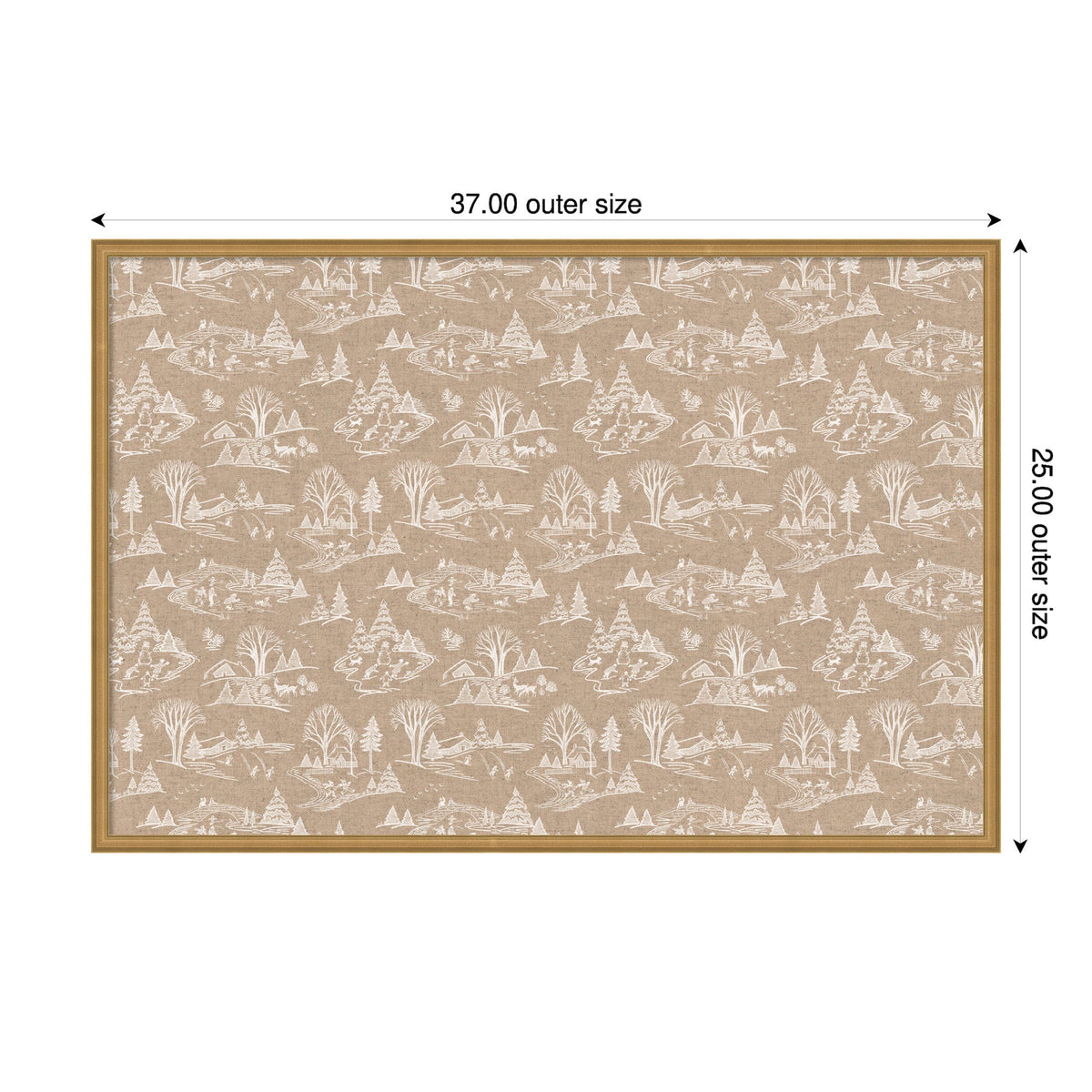 Kate and Laurel Framed Fabric Pinboard Wonderland White Toile
