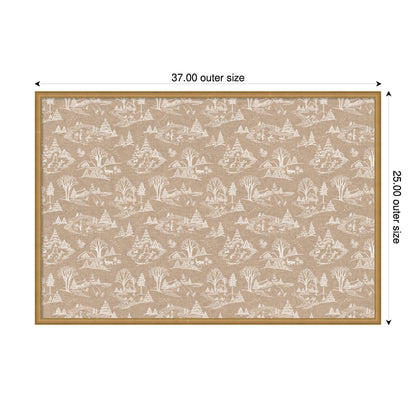 Kate and Laurel Framed Fabric Pinboard Wonderland White Toile