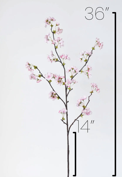 36" Faux Quince Blossom Pink Stem Flowering Branch