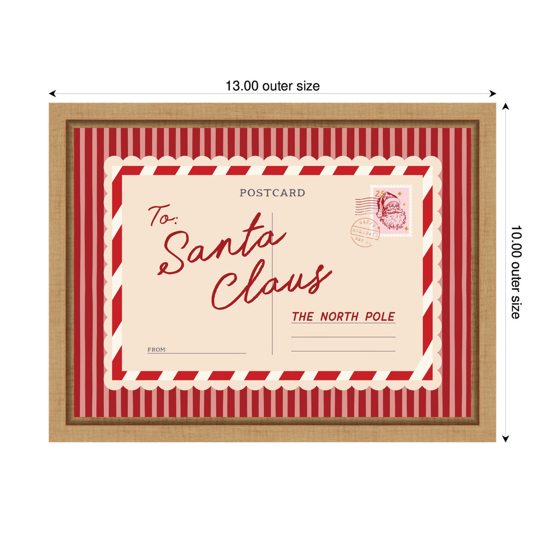 Vintage Santa Claus Postcard by Lucky Guava Framed Canvas Wall Art Print