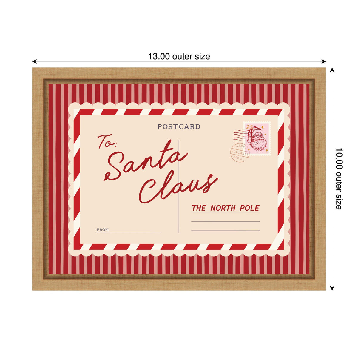 Vintage Santa Claus Postcard by Lucky Guava Framed Canvas Wall Art Print