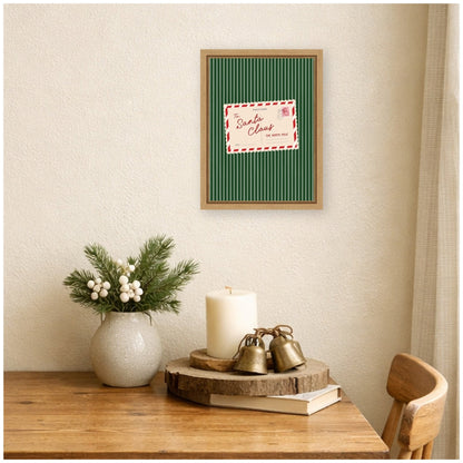 Retro Santa Claus Postcard by Lucky Guava Framed Canvas Wall Art Print