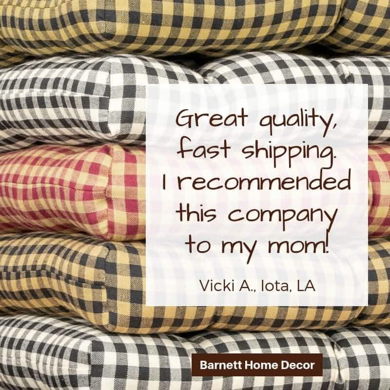 Farmhouse Check Dark Red &amp; Tan Dining Chair Pads - Made in USA - 100% Cotton - Machine Washable