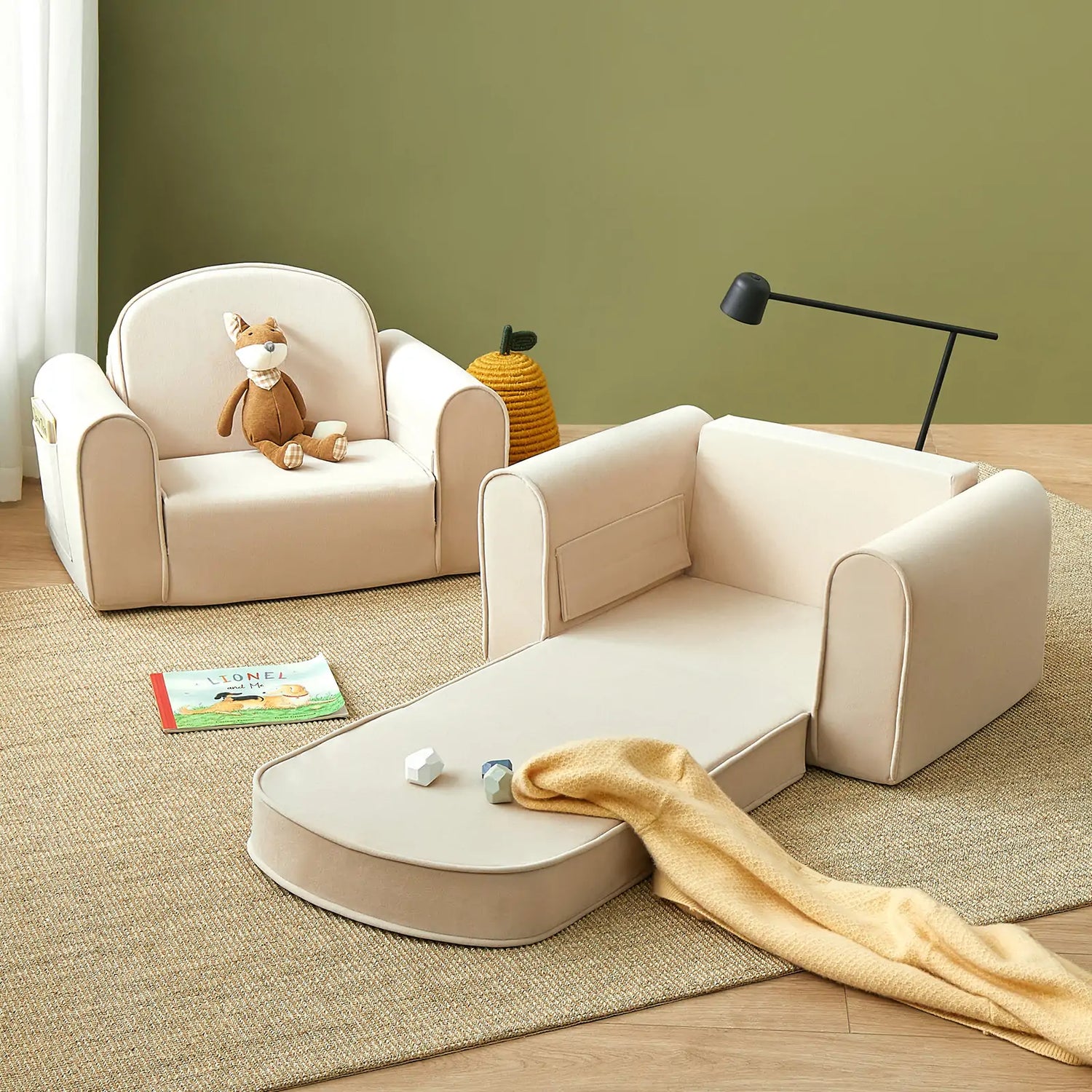 Tiny Land® GentleSnug Kid Chair - Beige White