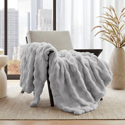 Vivienne Faux Fur Throw - Light Grey