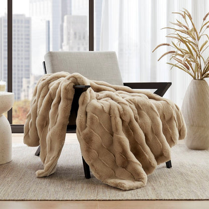 Vivienne Faux Fur Throw - Tan