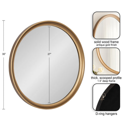 Hatherleigh Round Wood Wall Mirror