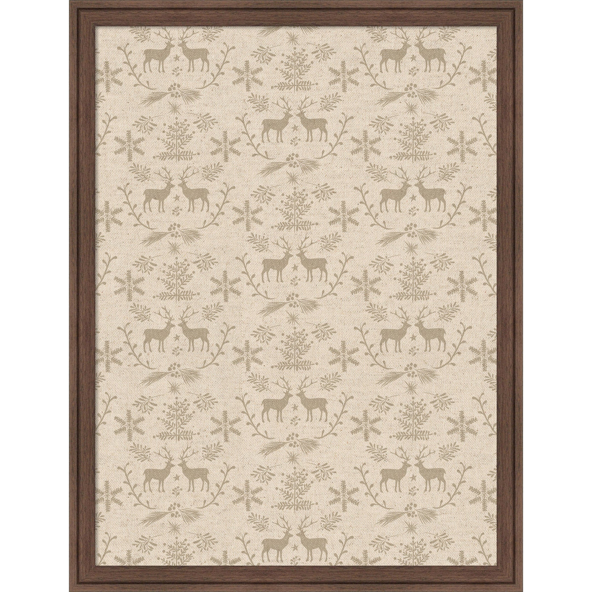Framed Fabric Pinboard Reindeer Linen Printed Bulletin Board