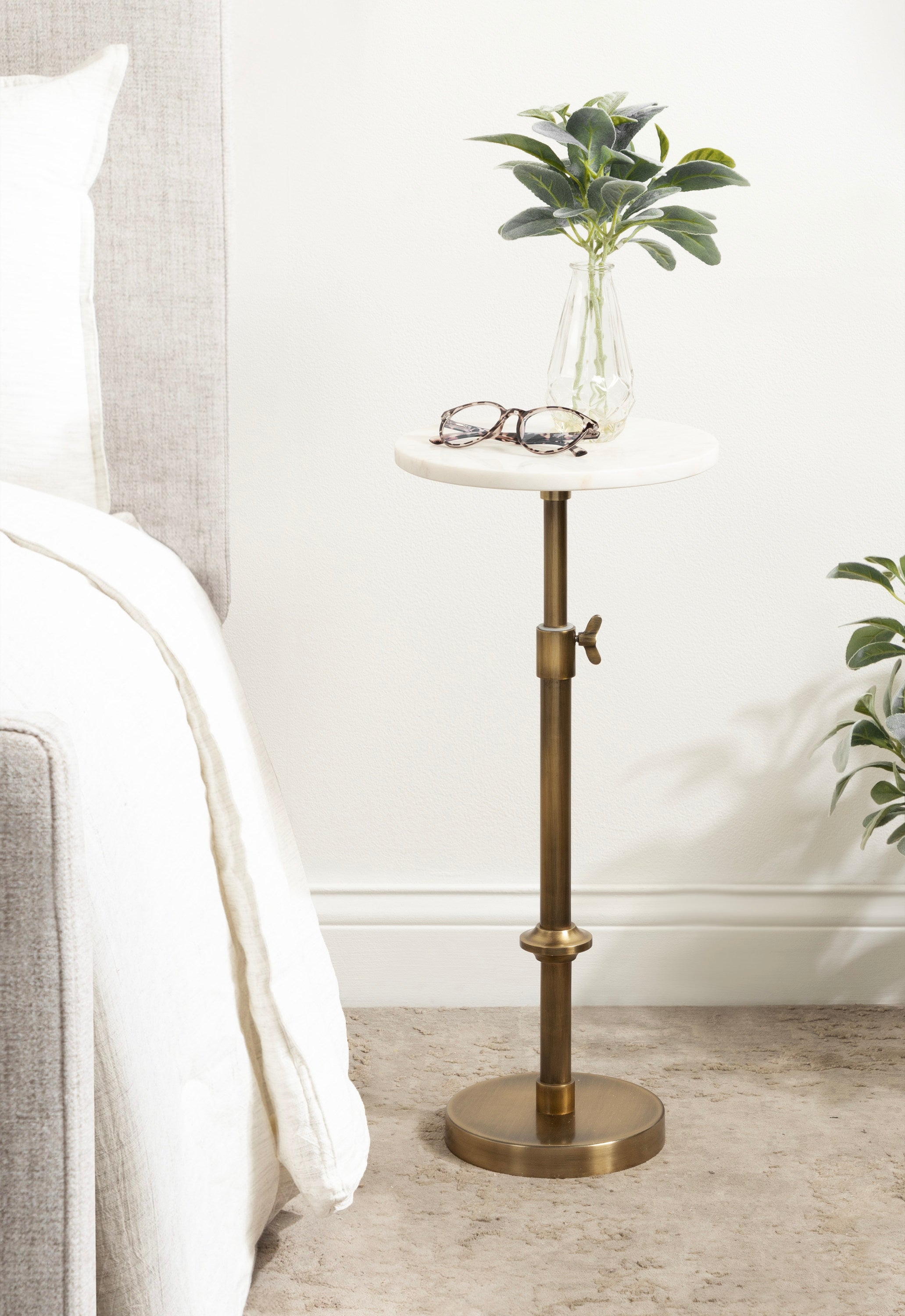 Engles Adjustable Marble Table and Plant Stand