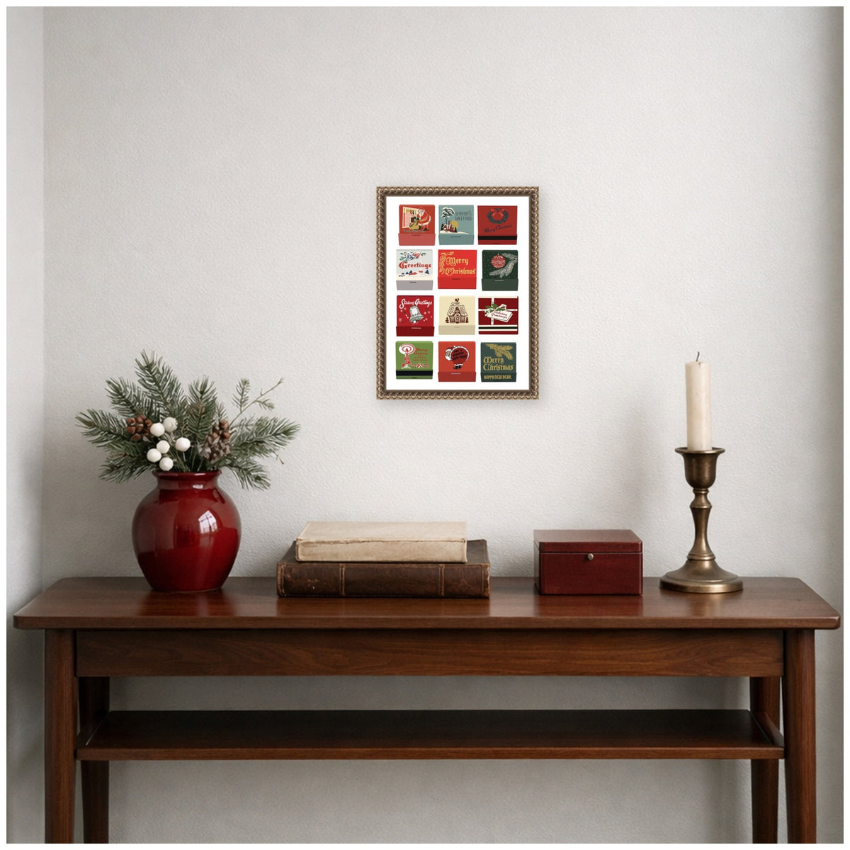 Christmas Matchbooks by Megan Ryan Framed Canvas Wall Art Print