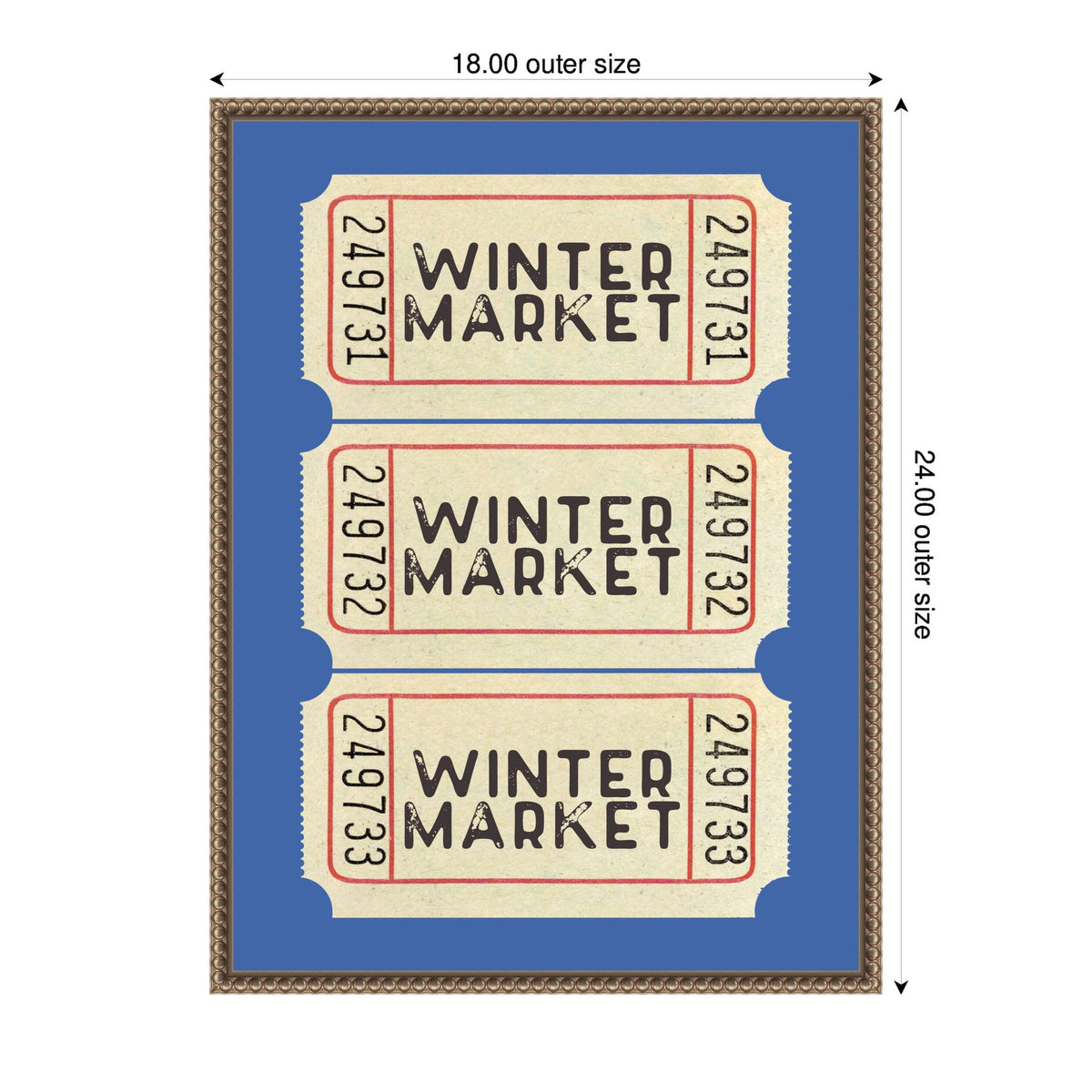 Winter Market Ticket by Kikiandnim Framed Canvas Wall Art Print