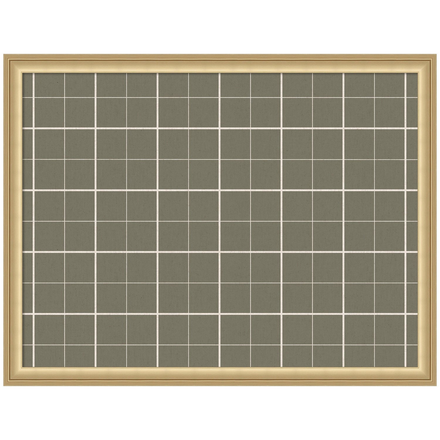 Framed Fabric Pinboard Sage Green Plaid Wall Organization