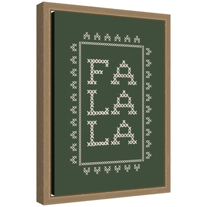 Fa La La Cross Stitch Green by Kikiandnim Framed Canvas Wall Art Print