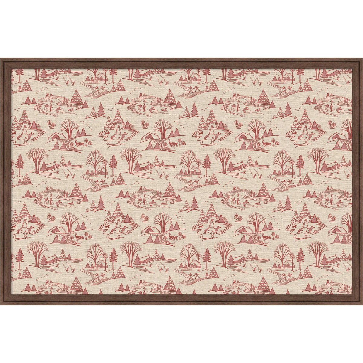 Kate and Laurel Framed Fabric Pinboard Wonderland Red Toile