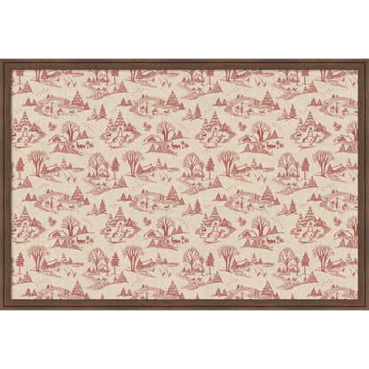 Kate and Laurel Framed Fabric Pinboard Wonderland Red Toile