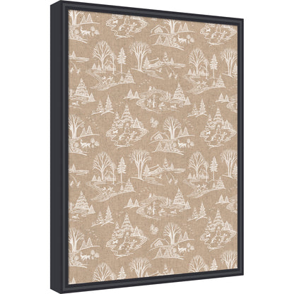 Kate and Laurel Framed Fabric Pinboard Wonderland White Toile