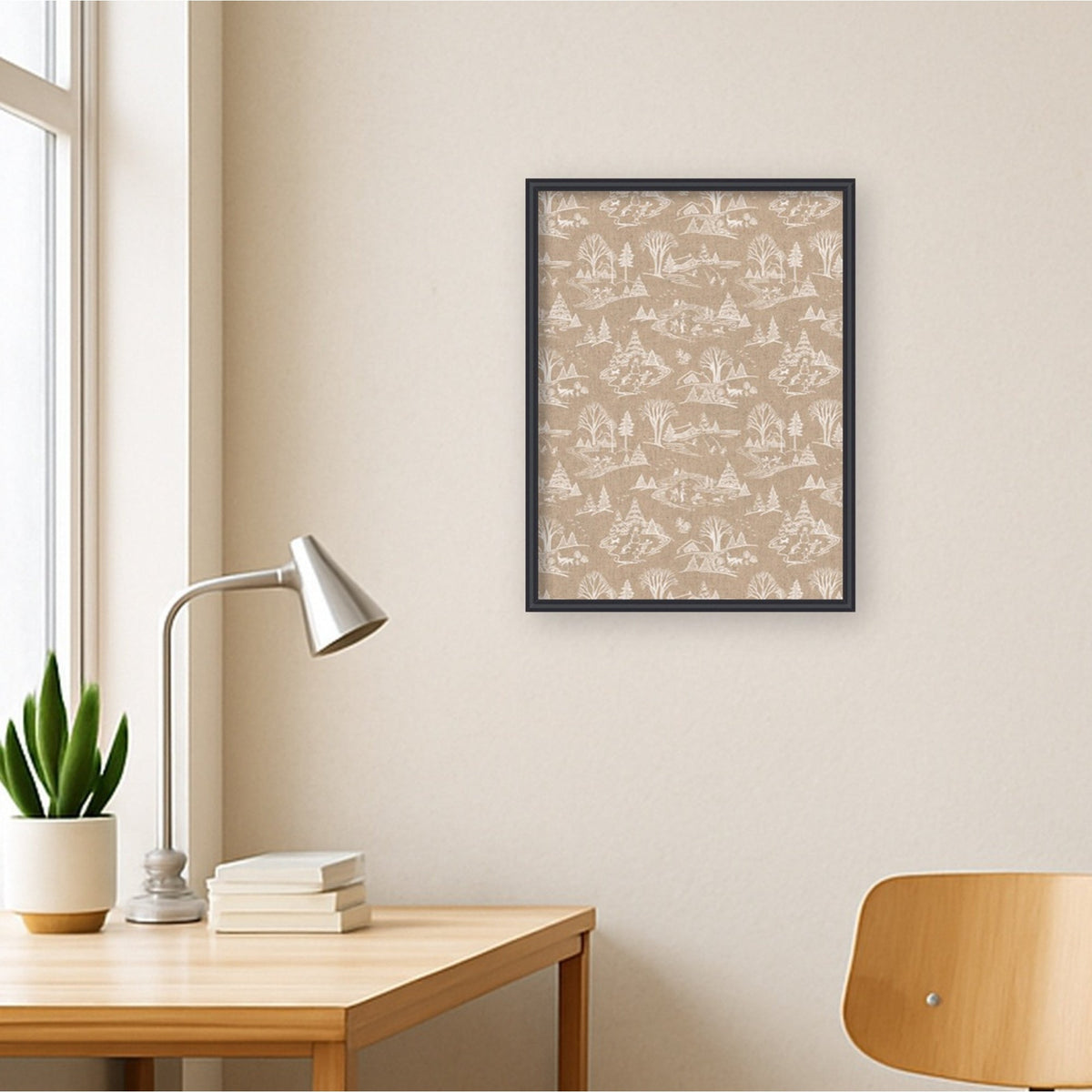 Kate and Laurel Framed Fabric Pinboard Wonderland White Toile