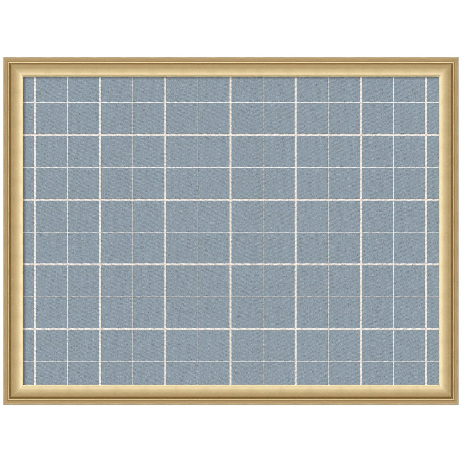 Framed Fabric Pinboard Light Blue Plaid Wall Organization