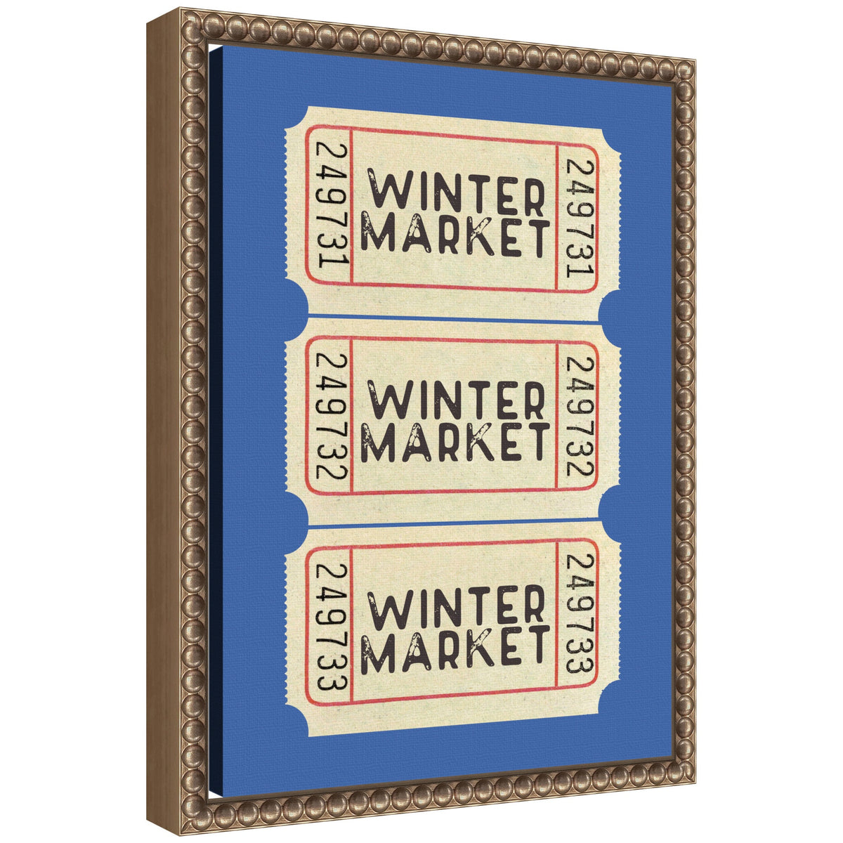 Winter Market Ticket by Kikiandnim Framed Canvas Wall Art Print