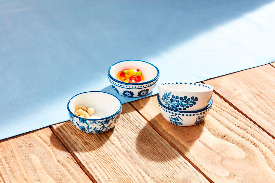 Blooms Block Print Tidbit Bowls