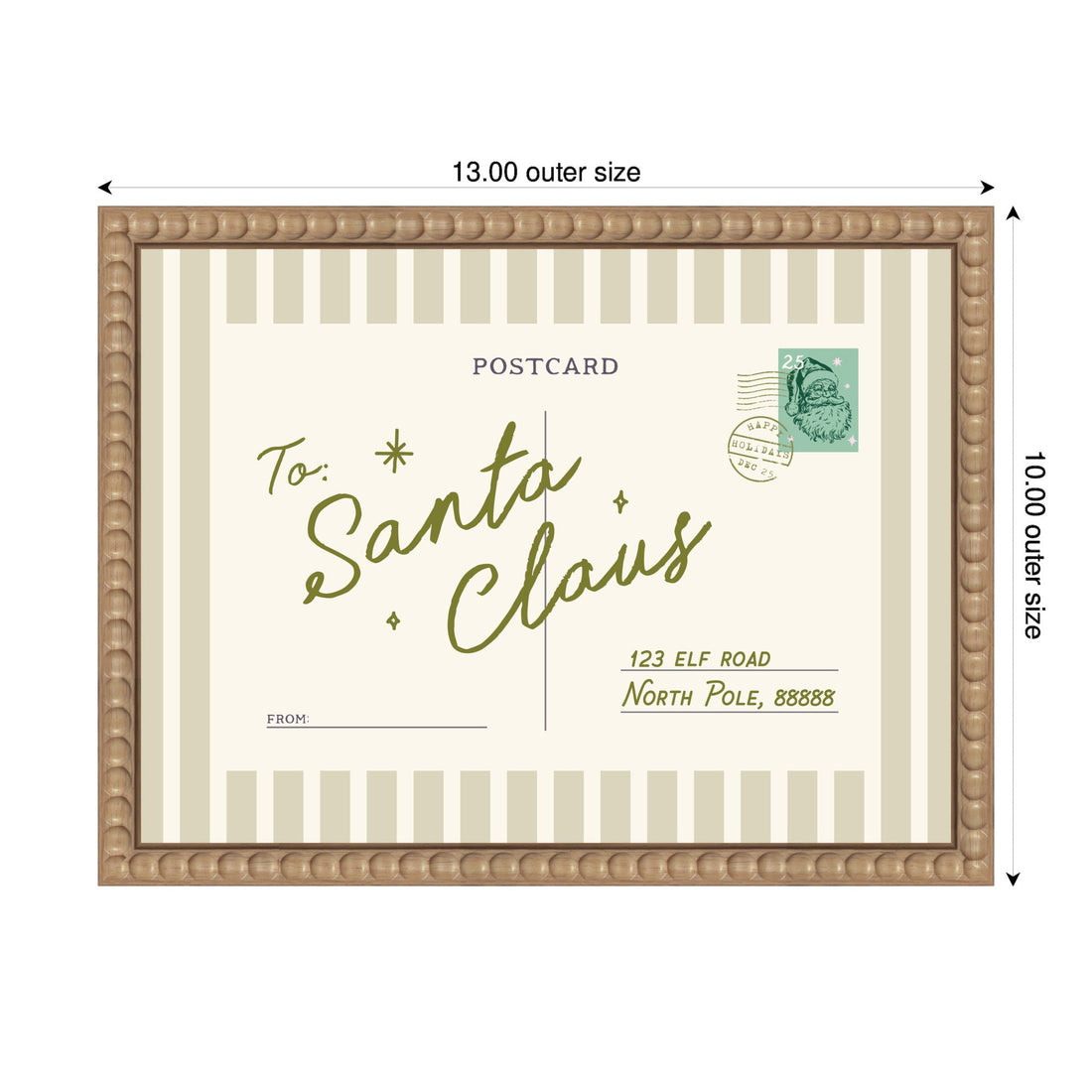 Vintage Postcard to Santa by Lucky Guava Framed Canvas Wall Art Print