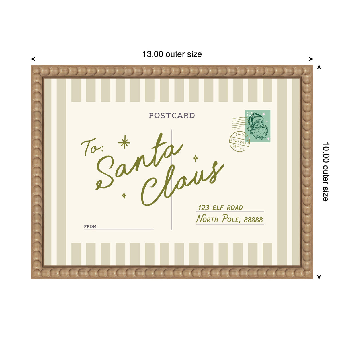 Vintage Postcard to Santa by Lucky Guava Framed Canvas Wall Art Print