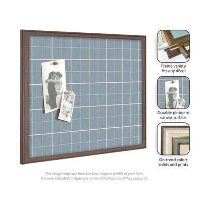 Framed Fabric Pinboard Light Blue Plaid Wall Organization