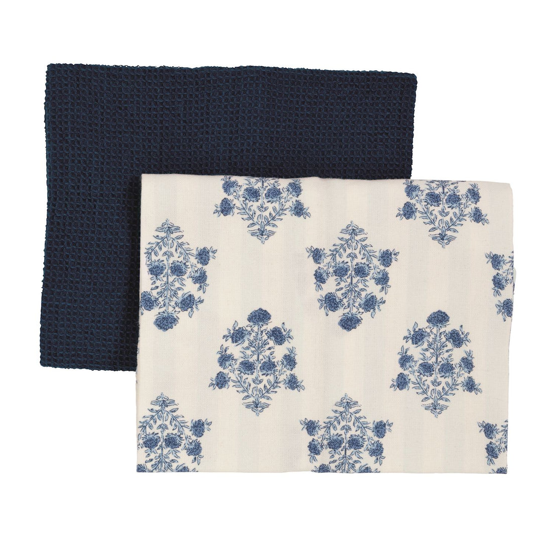 Floral Pattern Blue Towel Set