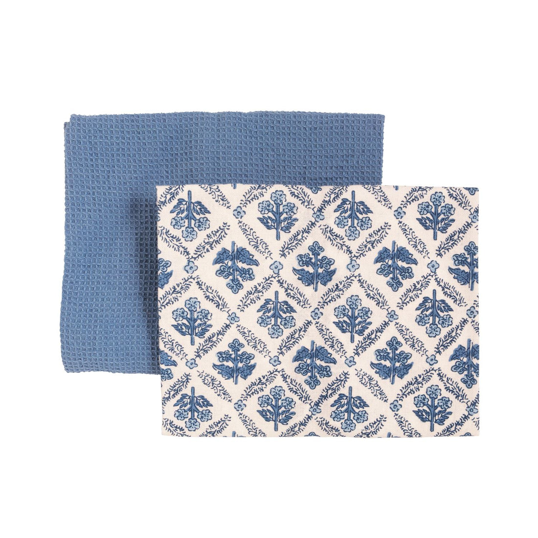 Floral Stem Diamond Blue Towel Set