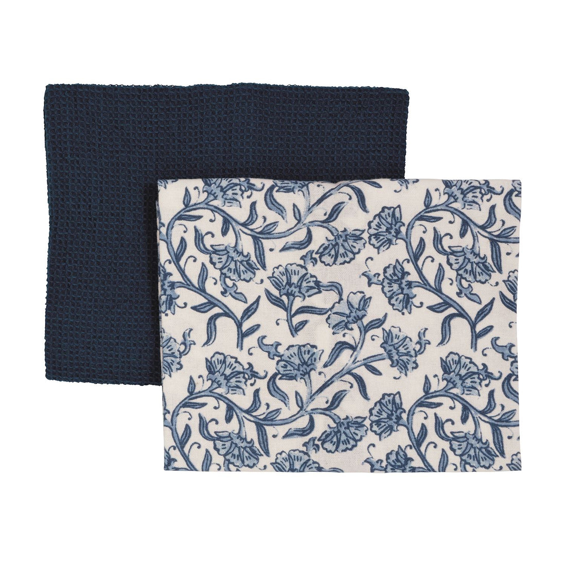 Floral Stem With Stripes Blue Towel Set