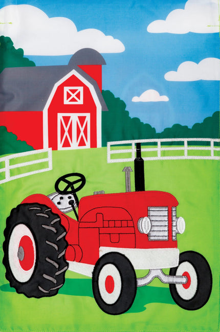 Farm Tractor-Applique Garden Flag