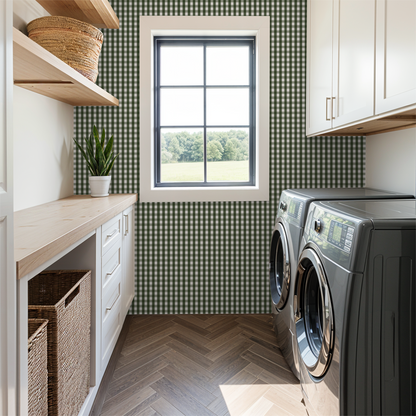 Willowside Gingham (Green) Wallpaper