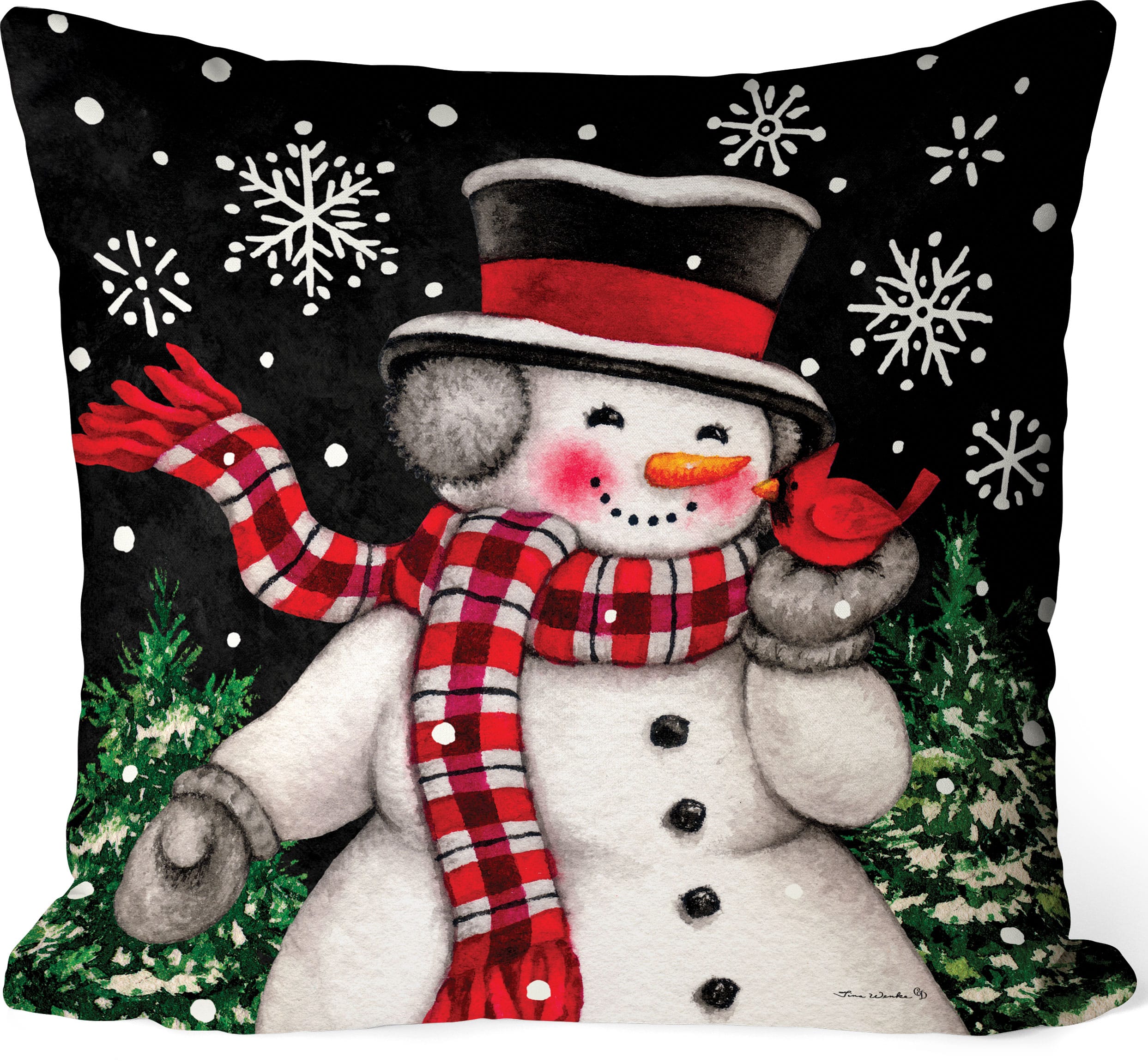 Snowman & Cardinal- Pillow