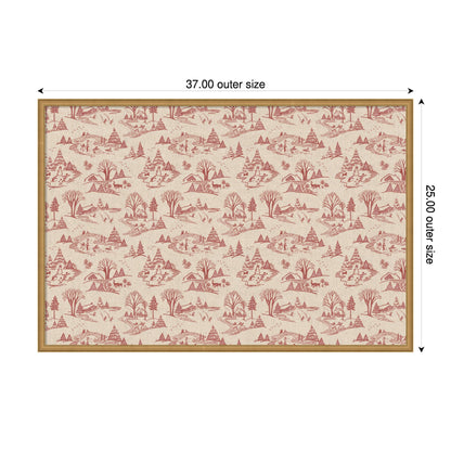 Framed Fabric Magnetic Board Wonderland Red Toile Wall Organization