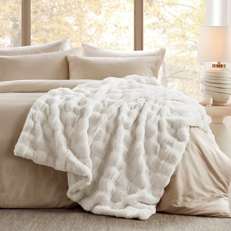 Vivienne Faux Fur Throw - Ivory