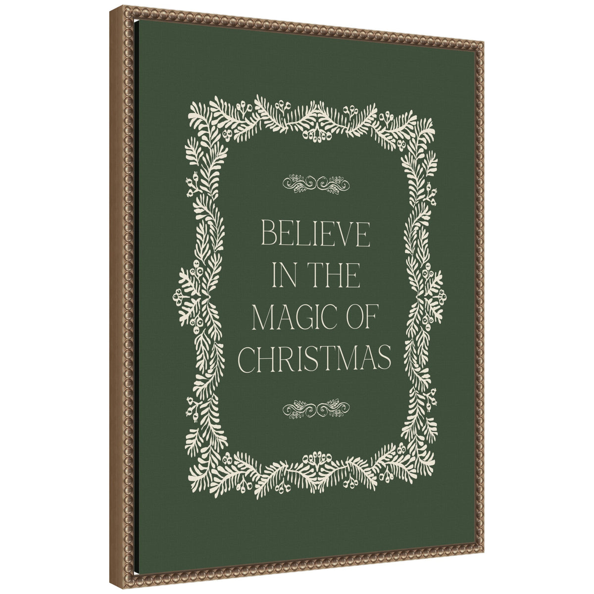 Christmas Magic Green by Kikiandnim Framed Canvas Wall Art Print