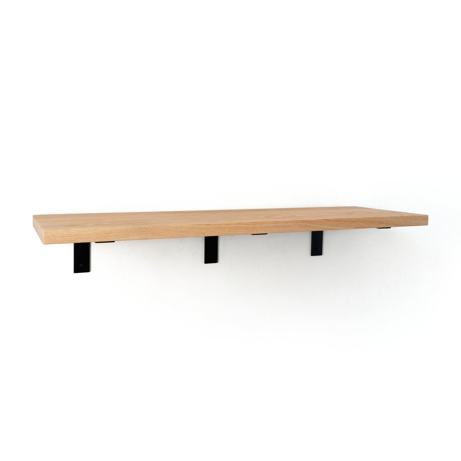 Deep Shelf with Black Steel L Brackets