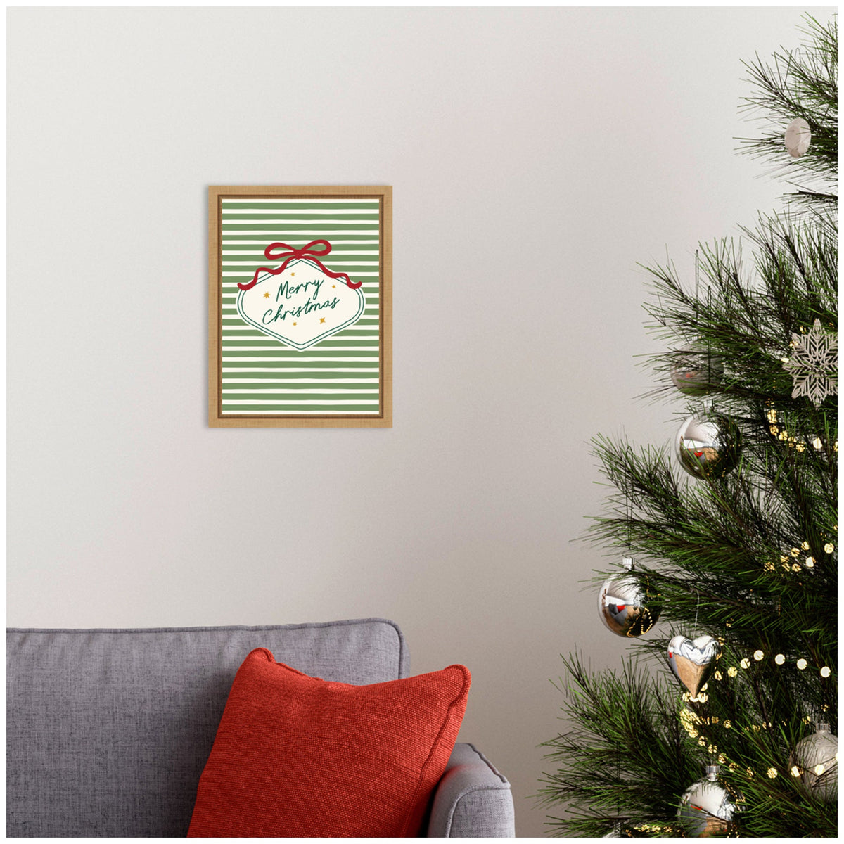 Merry Christmas Ornament by Lucky Guava Framed Canvas Wall Art Print