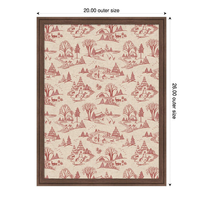 Kate and Laurel Framed Fabric Pinboard Wonderland Red Toile