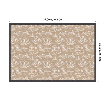 Kate and Laurel Framed Fabric Pinboard Wonderland White Toile