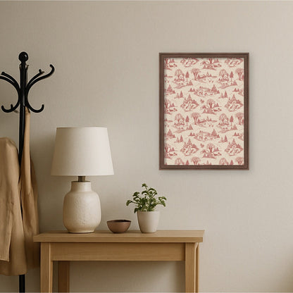 Framed Fabric Magnetic Board Wonderland Red Toile Wall Organization