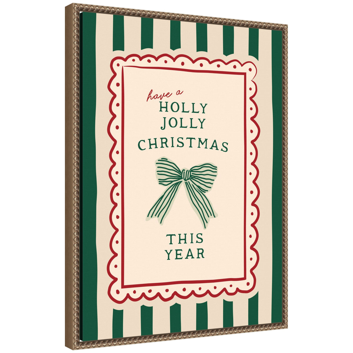 Retro Holly Jolly Christmas by Lucky Guava Framed Canvas Wall Art Print