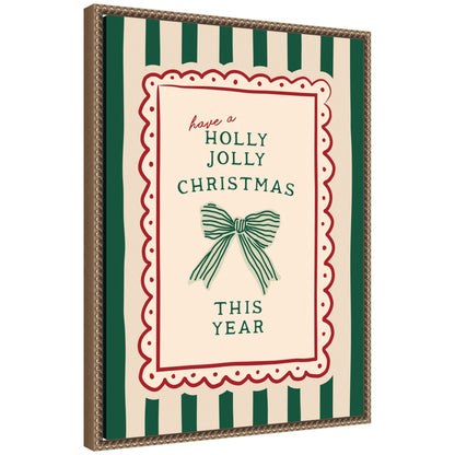 Retro Holly Jolly Christmas by Lucky Guava Framed Canvas Wall Art Print