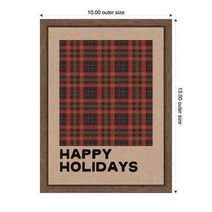 Holiday Plaid Neutral Linen by Kikiandnim Framed Canvas Wall Art Print